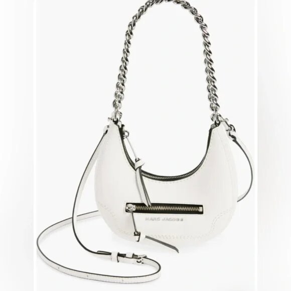 Marc Jacobs NWT Black Mini Crescent Crinkle Leather Crossbody Bag - Picture 1 of 4